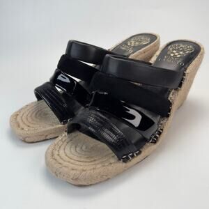 Vince Camuto Women's Wedge Heels Black Canvas Summer Size 9